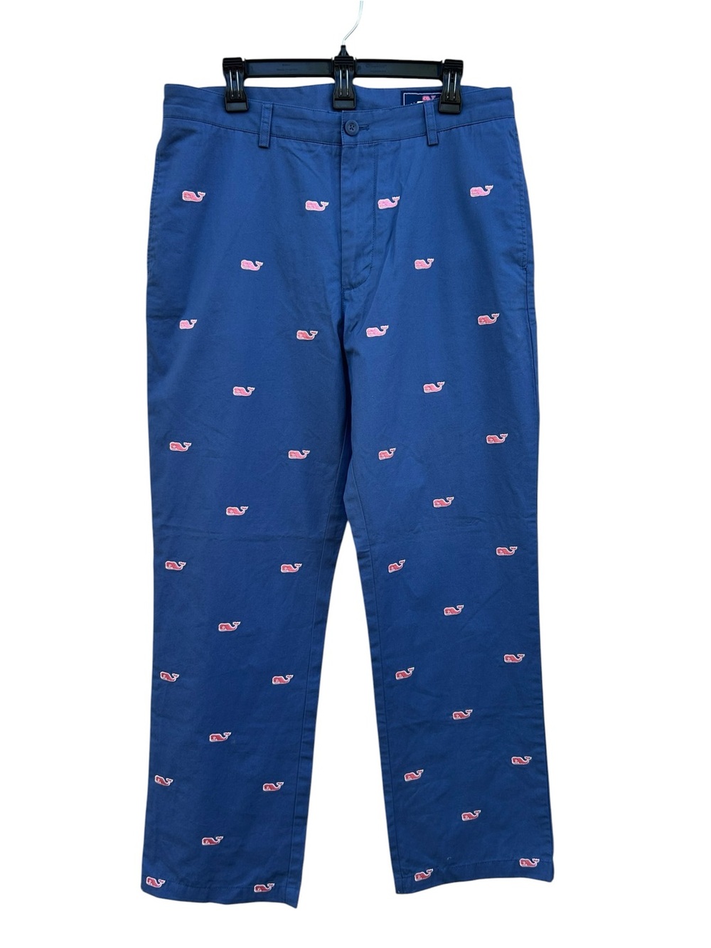 Vineyard Vines Whale Print Pants Mens 34x34 (Fits 34x32) Blue Chino Embroidered